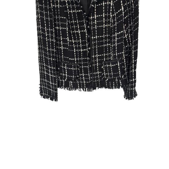 Vintage Blazer Women's Black White Tweed Twee Fringe Dressy Office Work Size 12 - Picture 4 of 13